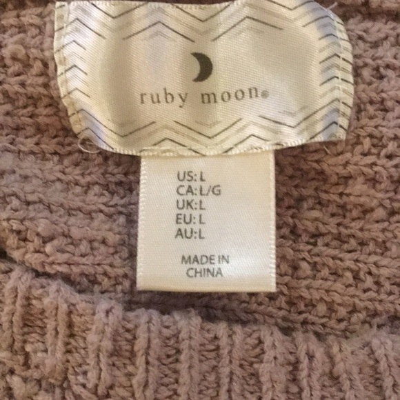 Anthro Ruby Moon heathered oatmeal waffle knit shark bite raw hem longsl… - Picture 10 of 10